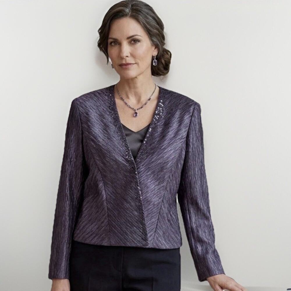 La Nuit Patra Purple Shimmer Evening Jacket NWT Wedding Guest Formal Size 18